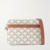 Small Triomphe Leather-Trimmed Logo-Print Coated-Canvas Messenger Bag Small Triomphe Leather-Trimmed Logo-Print Coated-Canvas Messenger Bag