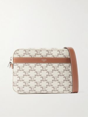 Small Triomphe Leather-Trimmed Logo-Print Coated-Canvas Messenger Bag Small Triomphe Leather-Trimmed Logo-Print Coated-Canvas Messenger Bag