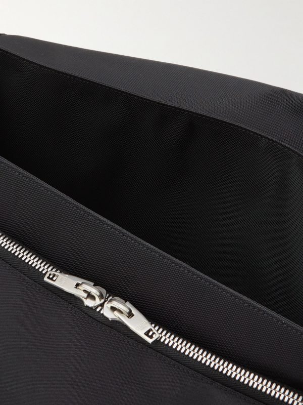 Large Webbing-Trimmed Logo-Print Nylon-Canvas Messenger Bag - E1