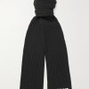 Logo-Appliquéd Ribbed Wool Scarf Logo-Appliquéd Ribbed Wool Scarf