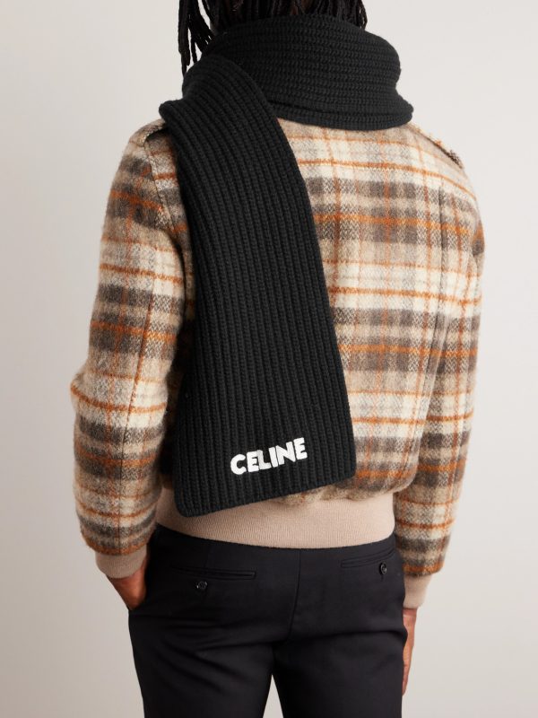 Logo-Appliquéd Ribbed Wool Scarf - OU Logo-Appliquéd Ribbed Wool Scarf - OU
