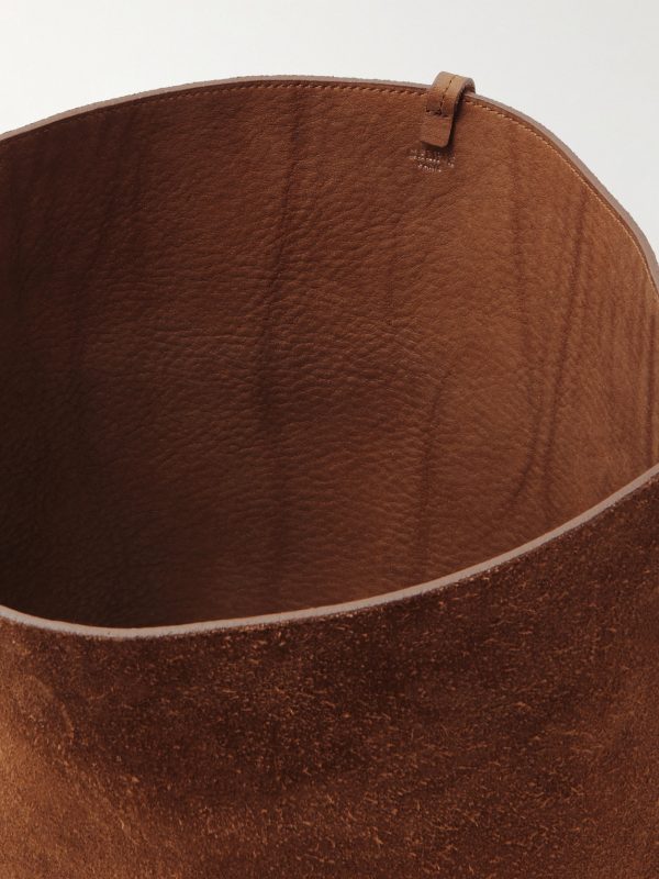 Logo-Embossed Suede Tote Bag - E1 Logo-Embossed Suede Tote Bag - E1
