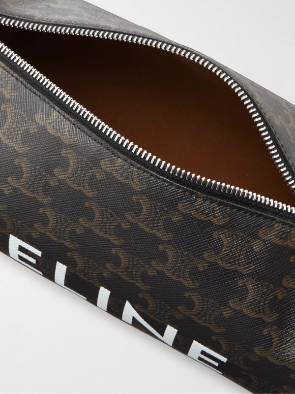 Triomphe Leather-Trimmed Monogrammed Coated-Canvas Messenger Bag - E1 Triomphe Leather-Trimmed Monogrammed Coated-Canvas Messenger Bag - E1