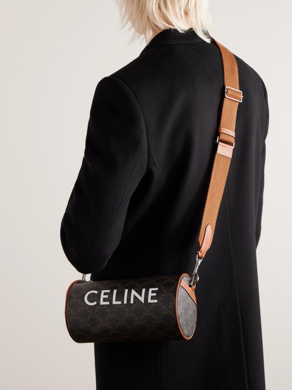 Triomphe Leather-Trimmed Monogrammed Coated-Canvas Messenger Bag - OU Triomphe Leather-Trimmed Monogrammed Coated-Canvas Messenger Bag - OU