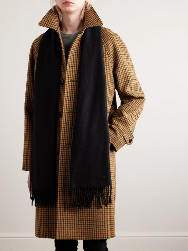 Logo-Embroidered Fringed Cashmere Scarf - OU Logo-Embroidered Fringed Cashmere Scarf - OU