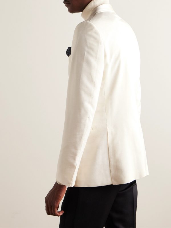 Shawl-Collar Satin-Trimmed Silk Tuxedo Jacket - BK Shawl-Collar Satin-Trimmed Silk Tuxedo Jacket - BK