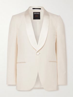 Shawl-Collar Satin-Trimmed Silk Tuxedo Jacket