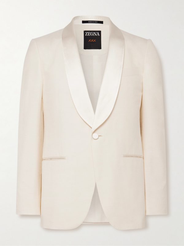 Shawl-Collar Satin-Trimmed Silk Tuxedo Jacket Shawl-Collar Satin-Trimmed Silk Tuxedo Jacket