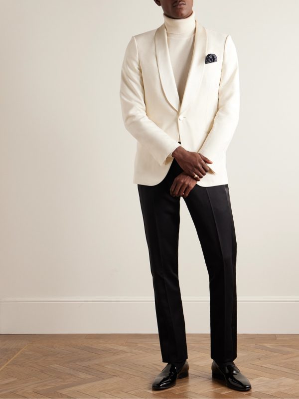 Shawl-Collar Satin-Trimmed Silk Tuxedo Jacket - OU Shawl-Collar Satin-Trimmed Silk Tuxedo Jacket - OU