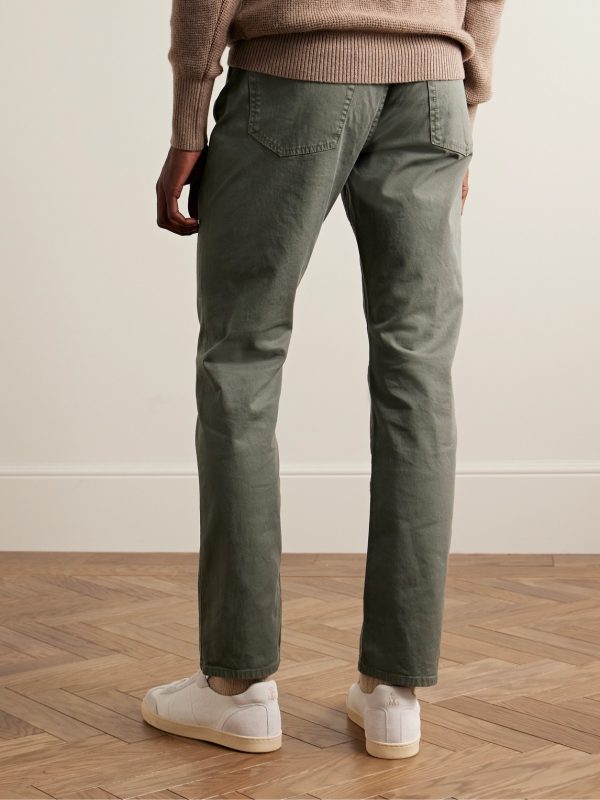 Straight-Leg Stretch-Cotton Twill Trousers - BK Straight-Leg Stretch-Cotton Twill Trousers - BK
