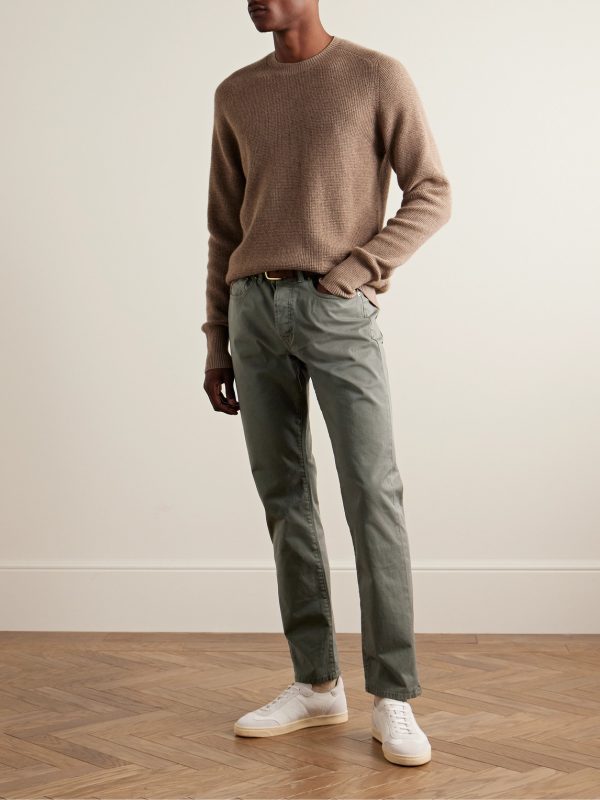 Straight-Leg Stretch-Cotton Twill Trousers - OU Straight-Leg Stretch-Cotton Twill Trousers - OU