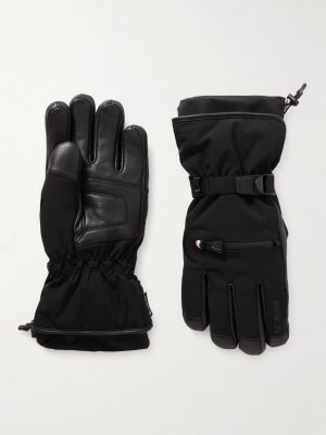 Logo-Appliquéd Leather-Trimmed Ski Gloves