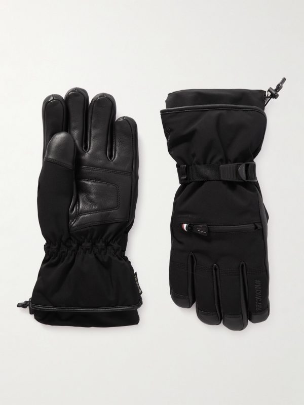 Logo-Appliquéd Leather-Trimmed Ski Gloves
