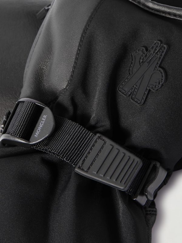 Logo-Appliquéd Leather-Trimmed Ski Mittens - CU Logo-Appliquéd Leather-Trimmed Ski Mittens - CU