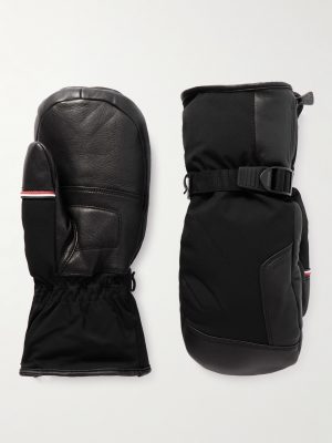 Logo-Appliquéd Leather-Trimmed Ski Mittens
