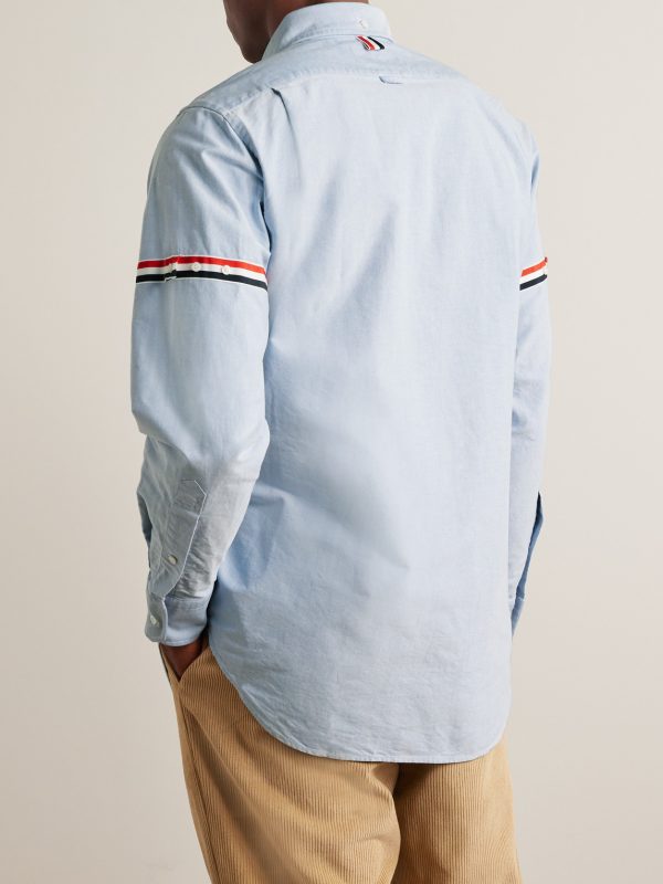 Button-Down Collar Grosgrain-Trimmed Cotton Oxford Shirt - BK
