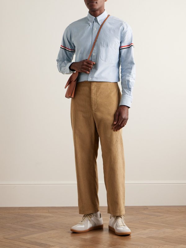 Button-Down Collar Grosgrain-Trimmed Cotton Oxford Shirt - OU