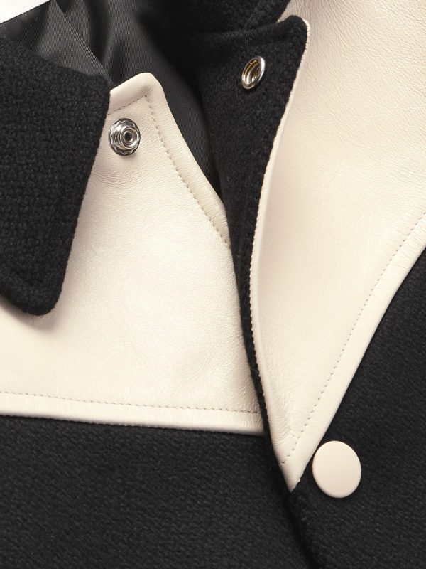 Jack Teddy Leather-Trimmed Wool-Blend Varsity Jacket - CU