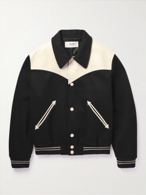 Jack Teddy Leather-Trimmed Wool-Blend Varsity Jacket