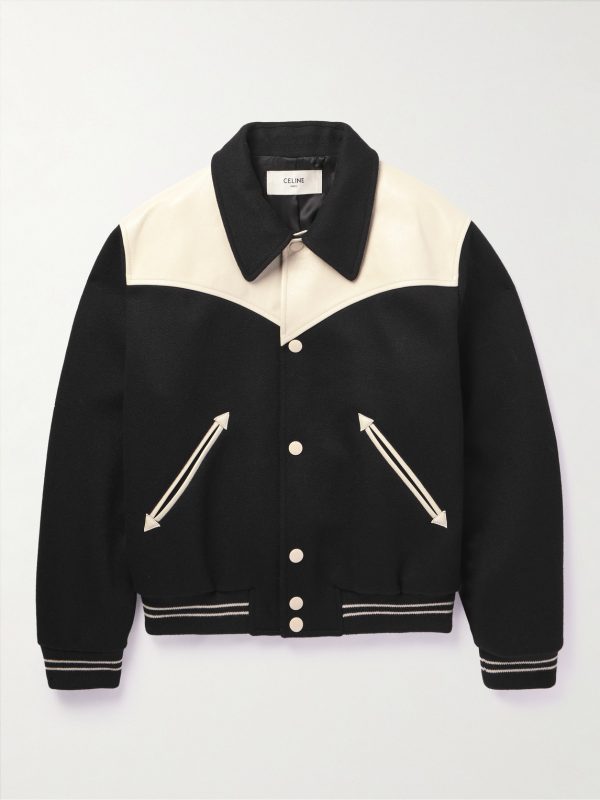 Jack Teddy Leather-Trimmed Wool-Blend Varsity Jacket