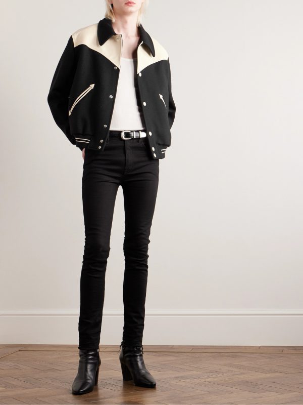Jack Teddy Leather-Trimmed Wool-Blend Varsity Jacket - OU