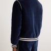 Striped Logo-Embroidered Cotton-Blend Velour Varsity Jacket - BK Striped Logo-Embroidered Cotton-Blend Velour Varsity Jacket - BK