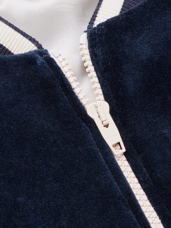 Striped Logo-Embroidered Cotton-Blend Velour Varsity Jacket - CU Striped Logo-Embroidered Cotton-Blend Velour Varsity Jacket - CU