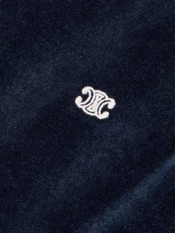 Striped Logo-Embroidered Cotton-Blend Velour Varsity Jacket - E1 Striped Logo-Embroidered Cotton-Blend Velour Varsity Jacket - E1