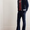 Striped Logo-Embroidered Cotton-Blend Velour Varsity Jacket - OU Striped Logo-Embroidered Cotton-Blend Velour Varsity Jacket - OU