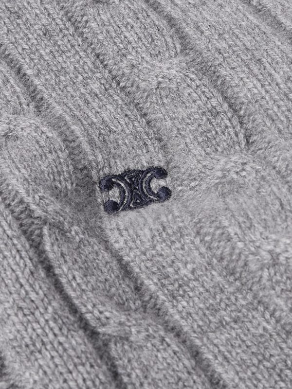 Suede-Trimmed Cable-Knit Cashmere Sweater - CU Suede-Trimmed Cable-Knit Cashmere Sweater - CU