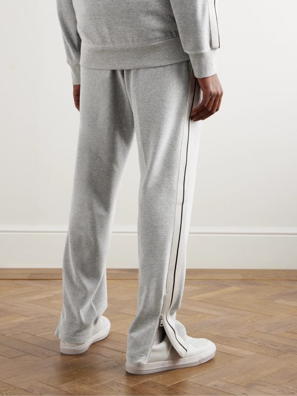 + Palm Angels Straight-Leg Logo-Appliquéd Striped Velour Track Pants - BK