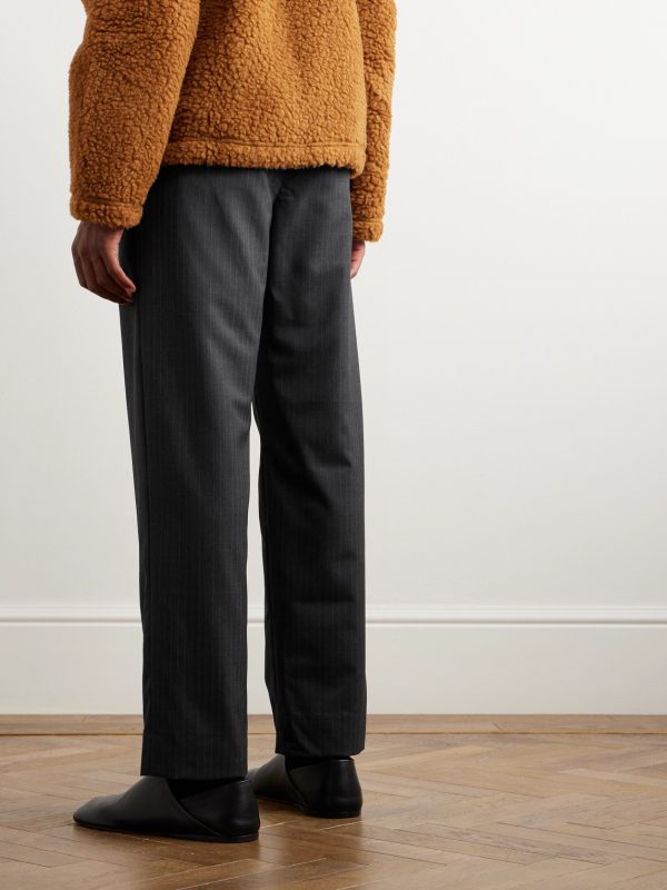 Straight-Leg Pinstriped Cotton Trousers - BK Straight-Leg Pinstriped Cotton Trousers - BK