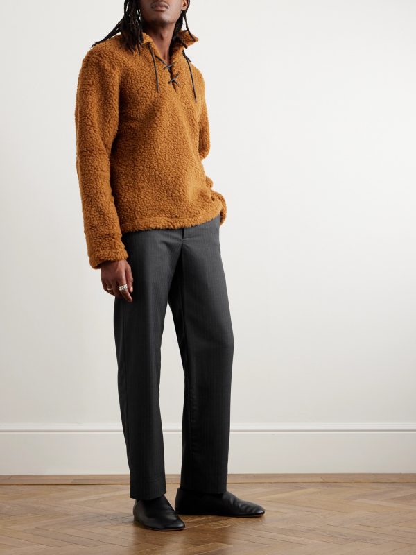 Straight-Leg Pinstriped Cotton Trousers - OU Straight-Leg Pinstriped Cotton Trousers - OU