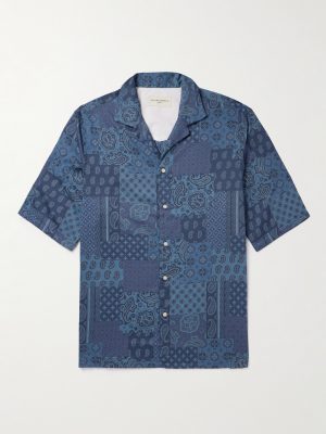 Eren Camp-Collar Bandana-Print Cotton-Poplin Shirt