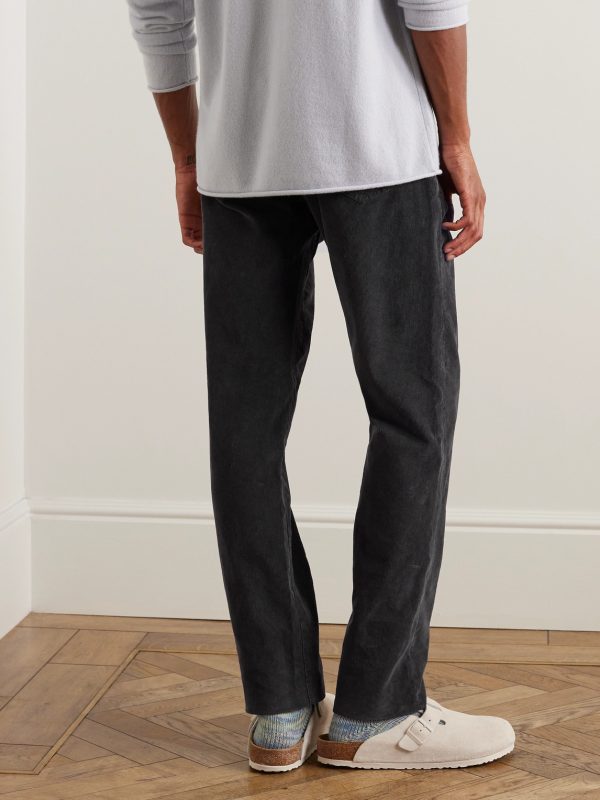Slim-Fit Straight-Leg Cotton-Blend Corduroy Trousers - BK Slim-Fit Straight-Leg Cotton-Blend Corduroy Trousers - BK