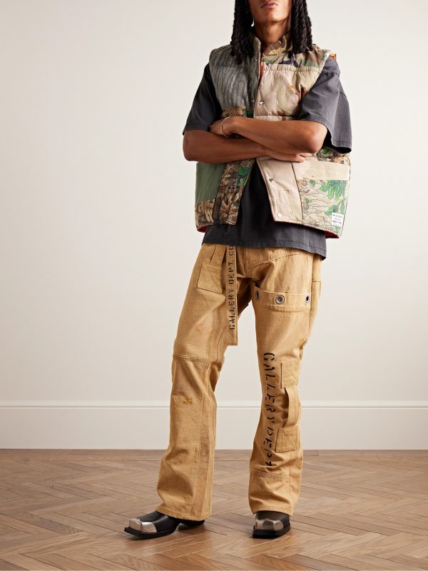 Straight-Leg Embellished Printed Cotton-Canvas Cargo Trousers - OU Straight-Leg Embellished Printed Cotton-Canvas Cargo Trousers - OU