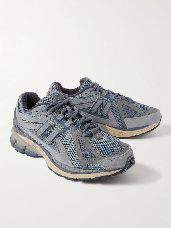 + Auralee 1906R Rubber-Trimmed Mesh, Leather and Suede Sneakers - FR + Auralee 1906R Rubber-Trimmed Mesh, Leather and Suede Sneakers - FR