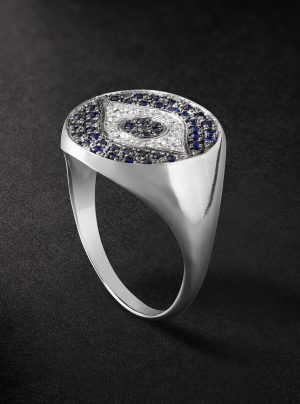 Little Dawn Chevalier 18-Karat White Gold, Sapphire and Diamond Ring Little Dawn Chevalier 18-Karat White Gold, Sapphire and Diamond Ring