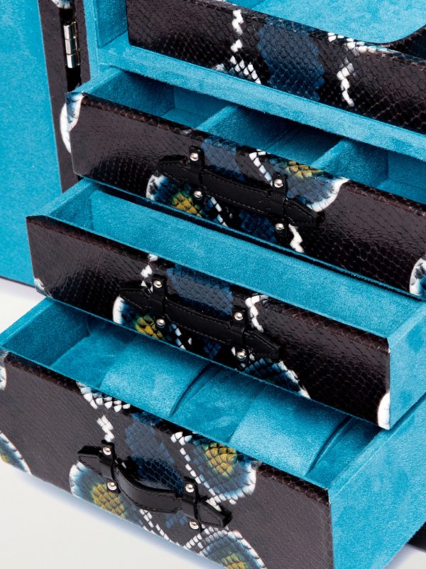 Amour Deluxe Printed Snake-Effect Leather Jewellery Trunk - CU Amour Deluxe Printed Snake-Effect Leather Jewellery Trunk - CU