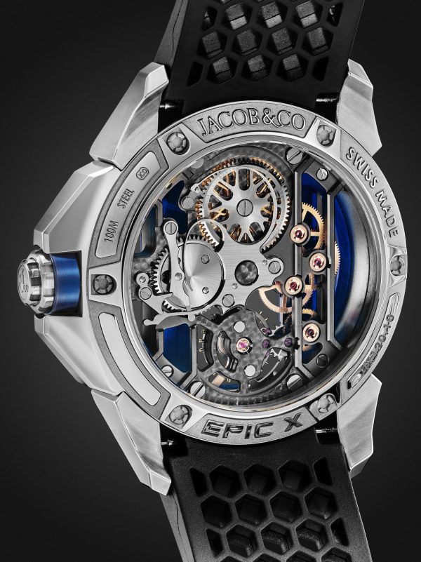 Epic X Limited Edition Hand-Wound Skeleton Chronograph 44mm Stainless Steel, Rubber and Diamond Watch, Ref. No. EX120.10.AB.AB.ABRUA - BK Epic X Limited Edition Hand-Wound Skeleton Chronograph 44mm Stainless Steel, Rubber and Diamond Watch, Ref. No. EX120.10.AB.AB.ABRUA - BK
