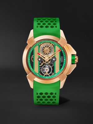 Epic X Limited Edition Hand-Wound Skeleton Chronograph 44mm 18-Karat Rose Gold and Rubber Watch, Ref. No. EX120.43.AC.AC.ABRUA