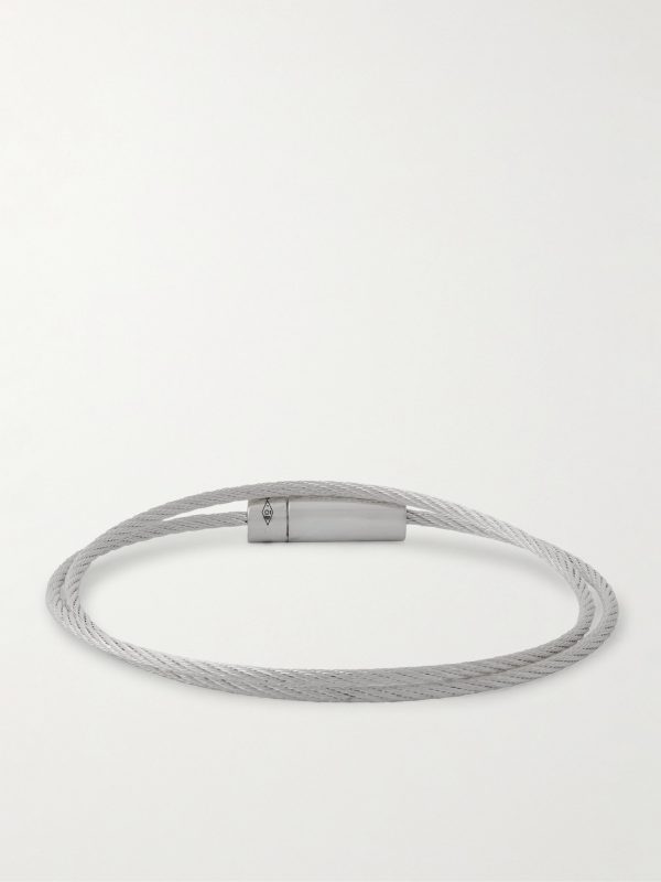 9g Double Turn Polished Recycled-Sterling Silver Cable Bracelet - BK