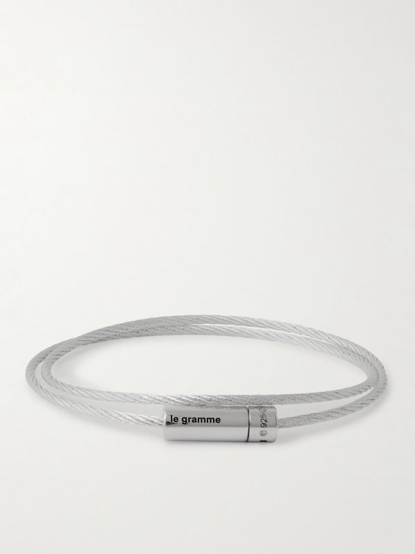 9g Double Turn Polished Recycled-Sterling Silver Cable Bracelet
