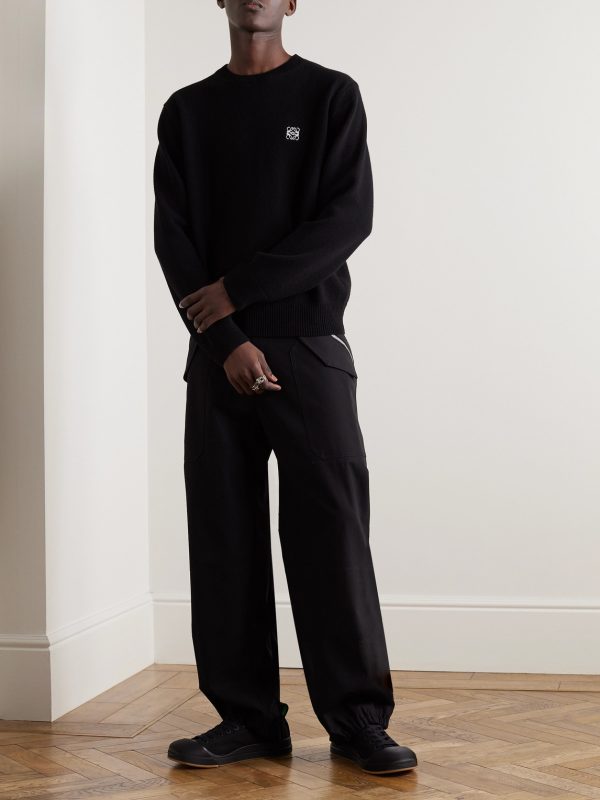 Anagram Logo-Embroidered Wool Sweater - OU Anagram Logo-Embroidered Wool Sweater - OU