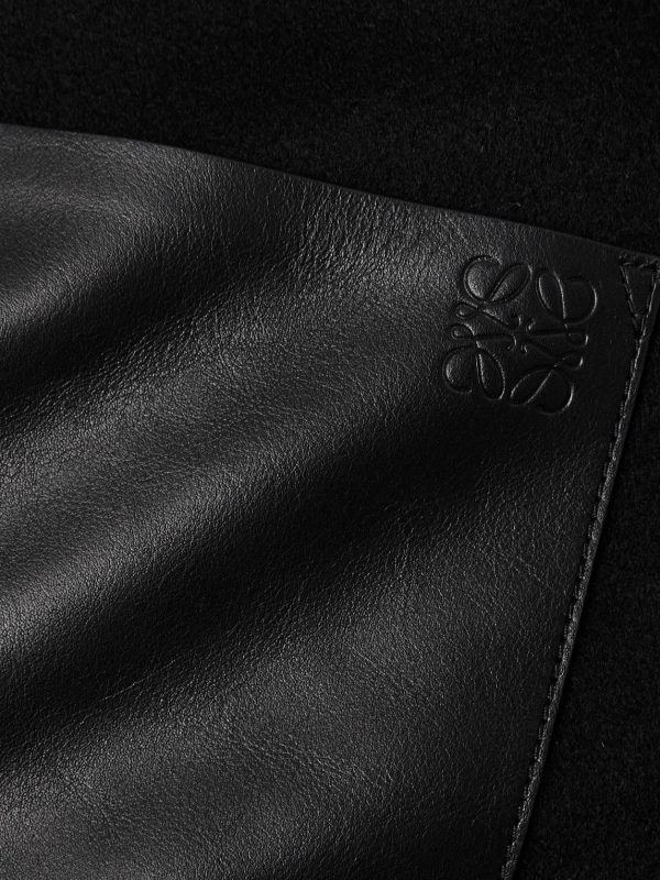 Leather-Trimmed Wool and Cashmere-Blend Jacket - E1 Leather-Trimmed Wool and Cashmere-Blend Jacket - E1