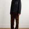 Leather-Trimmed Wool and Cashmere-Blend Jacket - OU Leather-Trimmed Wool and Cashmere-Blend Jacket - OU