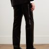 Straight-Leg Pleated Satin-Trimmed Cotton-Velvet Tuxedo Trousers - BK