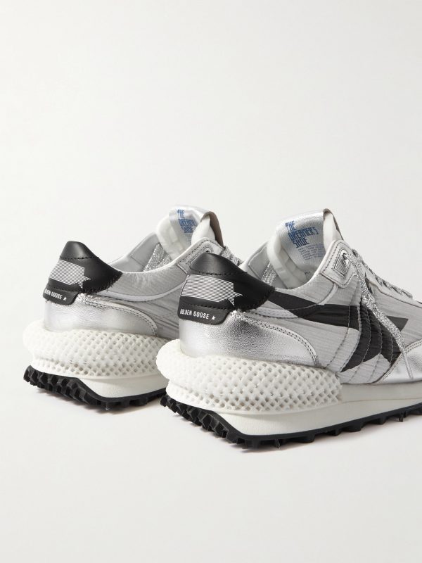 Marathon Metallic Leather-Trimmed Ripstop Sneakers - BK