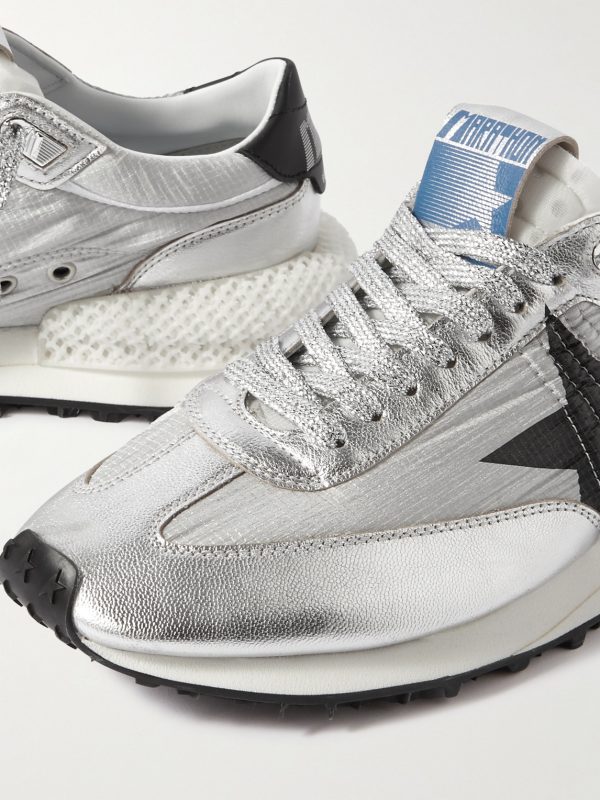 Marathon Metallic Leather-Trimmed Ripstop Sneakers - CU