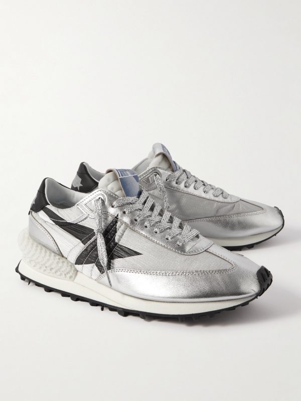 Marathon Metallic Leather-Trimmed Ripstop Sneakers - FR